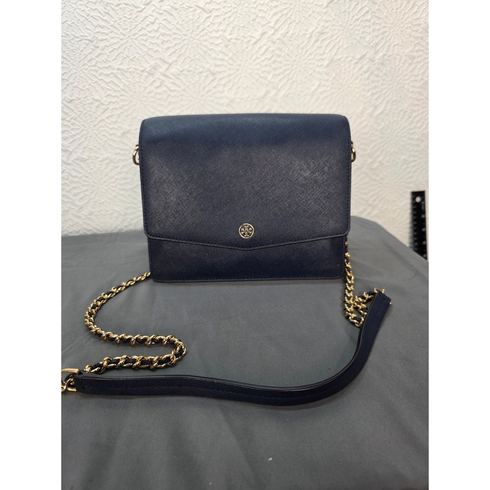 Tory Burch Robinson Crossbody Women Small Navy Blue Excellent Saffiano Leather